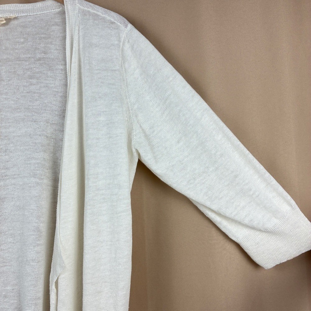 Eileen Fisher Womens Cardigan M Linen White Coastal Minimalist Layering Sweater - Picture 5 of 11